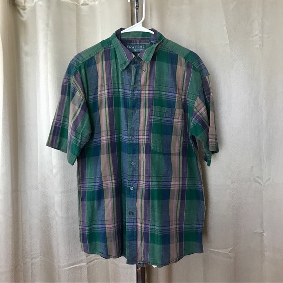 Vintage Loafers by Reed St. James Striped Plaid Shirt Men's Size L 1990's Large - Picture 13 of 15